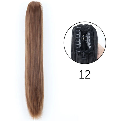 Synthetic Long Straight Claw Clip Ponytail Hair Extensions 24inch Heat Resistant Pony Tail Piece