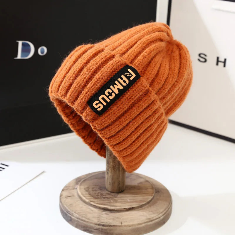 Korean Style Knit Beanie – Warm Ear Protection Winter Hat for Women