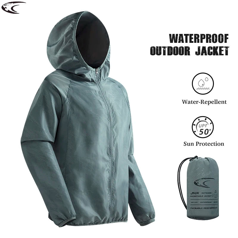 Waterproof Hiking Jacket – Unisex Packable Windbreaker with UV Protection