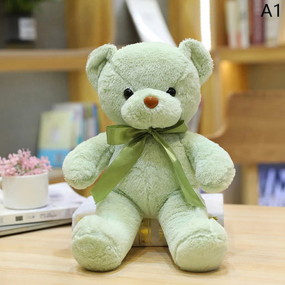 Colorful Teddy Bear Plush Toy with Bow – Soft Stuffed Animal Gift