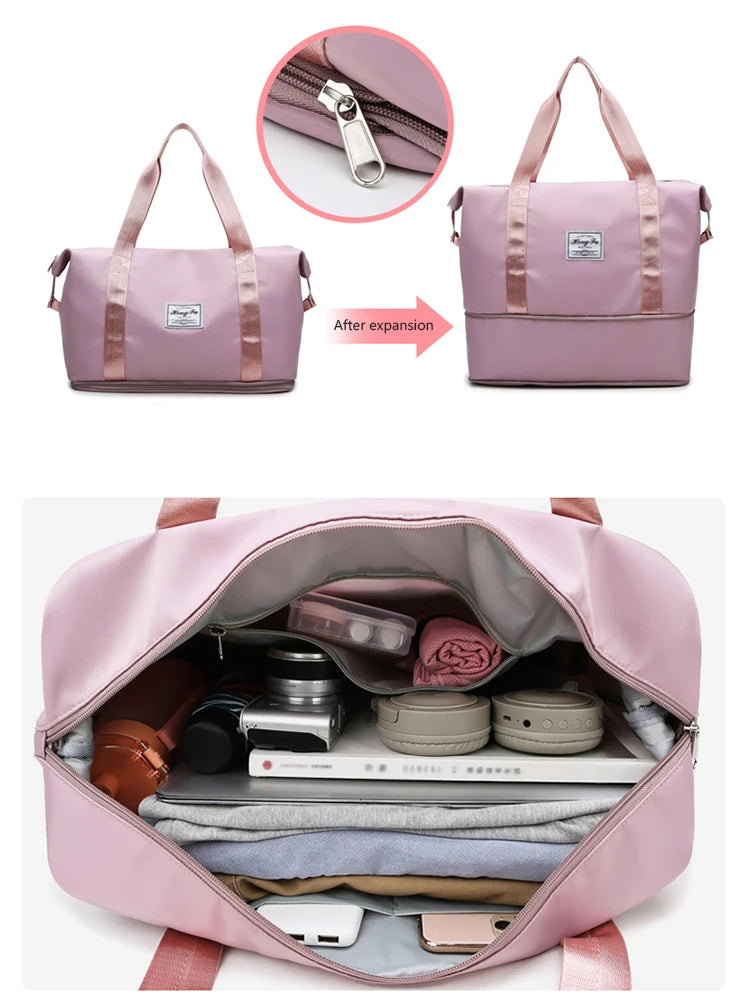 Travel Duffle Bag – Waterproof Nylon Gym Tote for Women