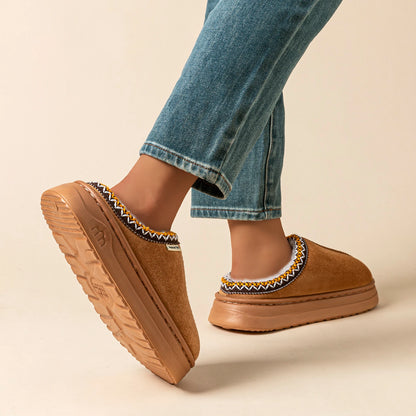 Fleece-Lined Slip-On Slippers – Cozy Indoor & Outdoor House Shoes
