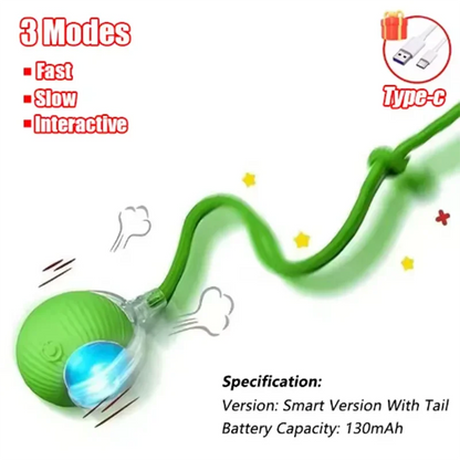 Automatic Rolling Ball Cat Toy with Fake Tail – USB Rechargeable