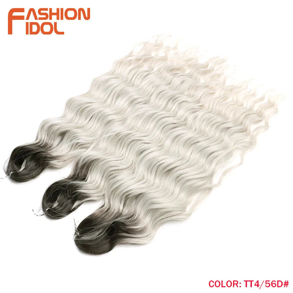 Anna 24 Inch Synthetic Hair Water Wave Braiding Extensions Ombre Blonde Deep Afro Curl Twist Crochet