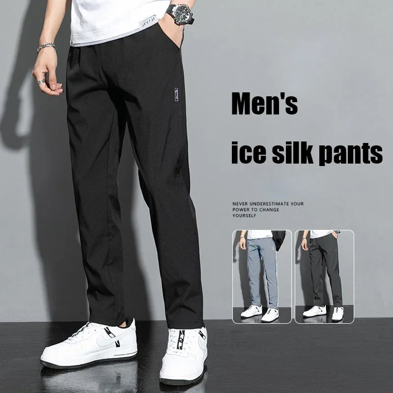 Ice Silk Men's Straight-Leg Pants – Lightweight & Breathable