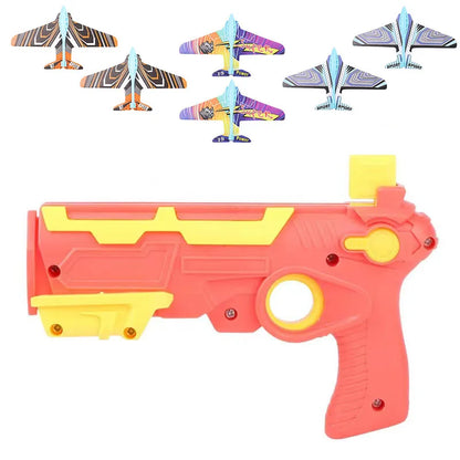 Airplane Launcher Toy Gun – 6 Foam Glider Planes for Kids