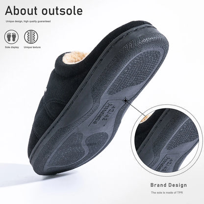 Men's Suede Winter Slippers Memory Foam Fleece-Lined Platform