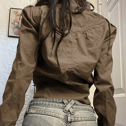 Women's Retro Flight Jacket – Zip-Up Bomber with Pockets