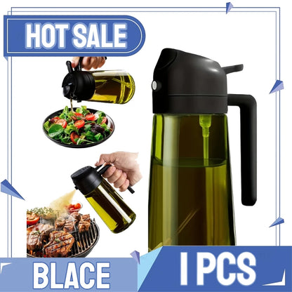 2-in-1 Oil Spray & Pour Bottle with Auto Lid – 500ml