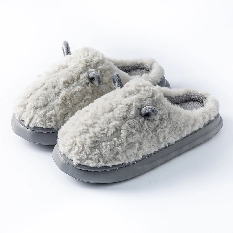 Women S Winter Warm Cute Cartoon Slippers Closed Toe Non Slip Furry House Shoes Men Indoor Bedroom