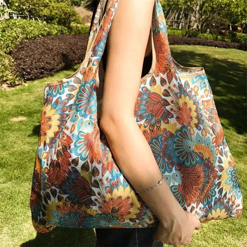 Reusable Foldable Shopping Tote Bag – Large Capacity Grocery Bag