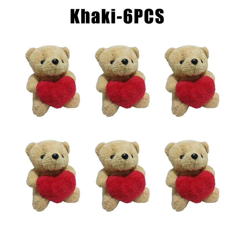 1 3 6pcs 20cm Heart Teddy Bear Plush Cuddly Stuffed Animal Holding Valentine S Day Christmas Gift
