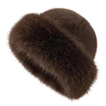 Fluffy Faux Fur Beret – Women's Winter Plush Bucket Hat