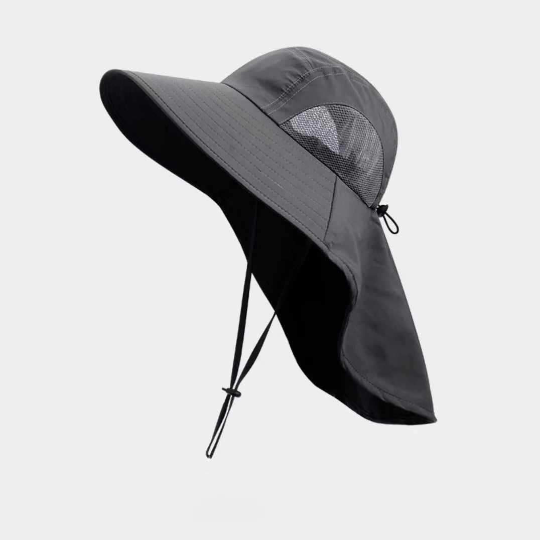 Wide Brim Sun Hat with Neck Flap – Safari Fishing Hiking Cap