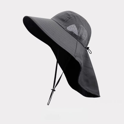 Wide Brim Sun Hat with Neck Flap – Safari Fishing Hiking Cap
