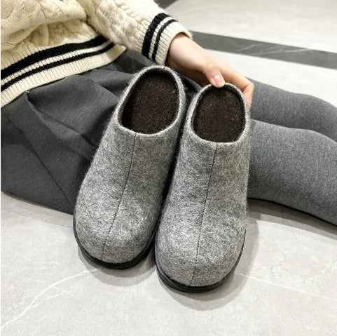 Women's Flannel Platform Slippers – Closed Toe Retro Clogs