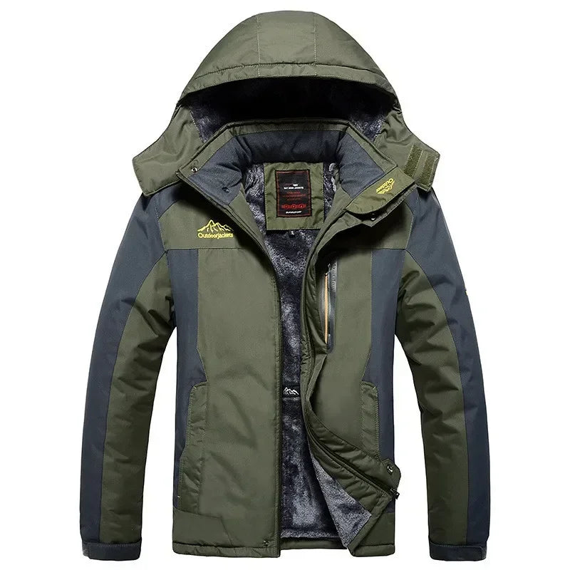 Men's Plus Size Winter Parka – Thick Fleece Hooded Waterproof Coat