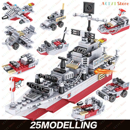 Navy Warship Building Block Model Kit – Compatible with LEGO Construction Sets