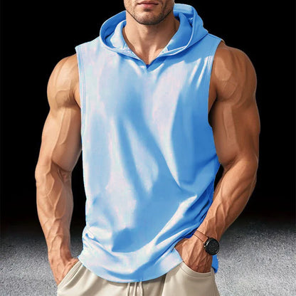 Men's Sleeveless Hooded Gym Tank Top – Workout Training Shirt