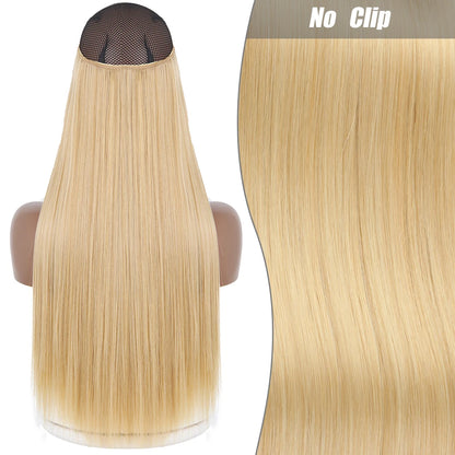 No Clips Natural Hair Extension Synthatic Artificial Long Straight Hairpiece Blonde Black Mixed