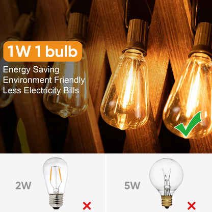 St38 String Lights Outdoor Garland Connectable Shatterproof Waterproof Plastic Led Bulb Dimmable