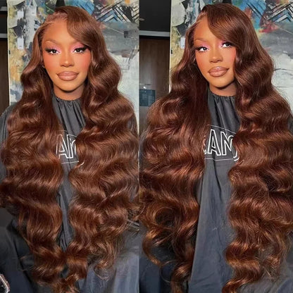 Hd 200 30 36 Inches Chocolate Brown Body Wave 13x6 Lace Front Human Hair Wigs 13x4 Frontal Wig