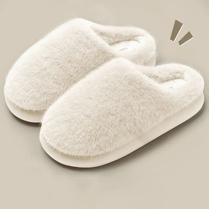 Faux Fur Slippers – Women's Warm Plush House Shoes with Non-Slip Sole