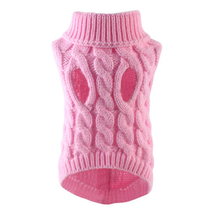 Cable Knit Dog Sweater – Warm Winter Turtleneck for Small Dogs