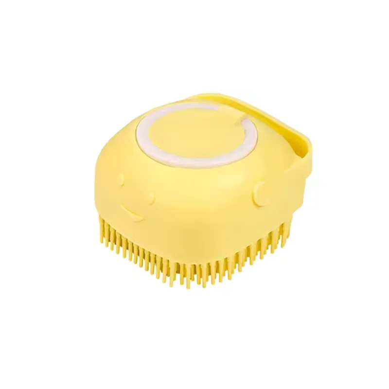 Silicone Pet Bath Massage Brush with Shampoo Dispenser