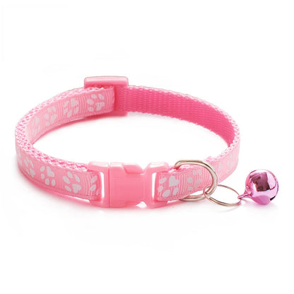 Cat & Dog Bell Collar with Paw Print – Adjustable