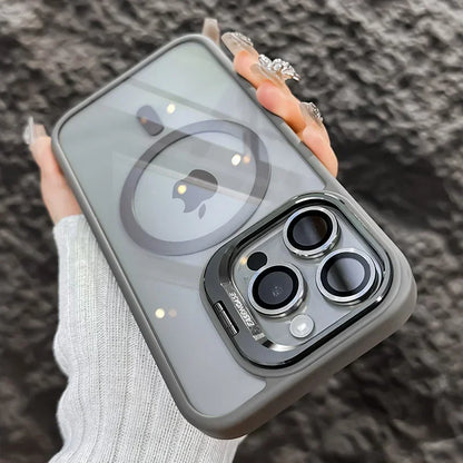 Metal Ring Transparent Shockproof iPhone Case with Camera Lens Protector