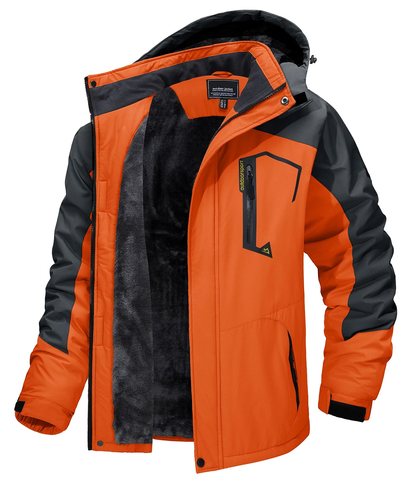 Men's Fleece-Lined Mountain Jacket – Removable Hood Hiking Coat
