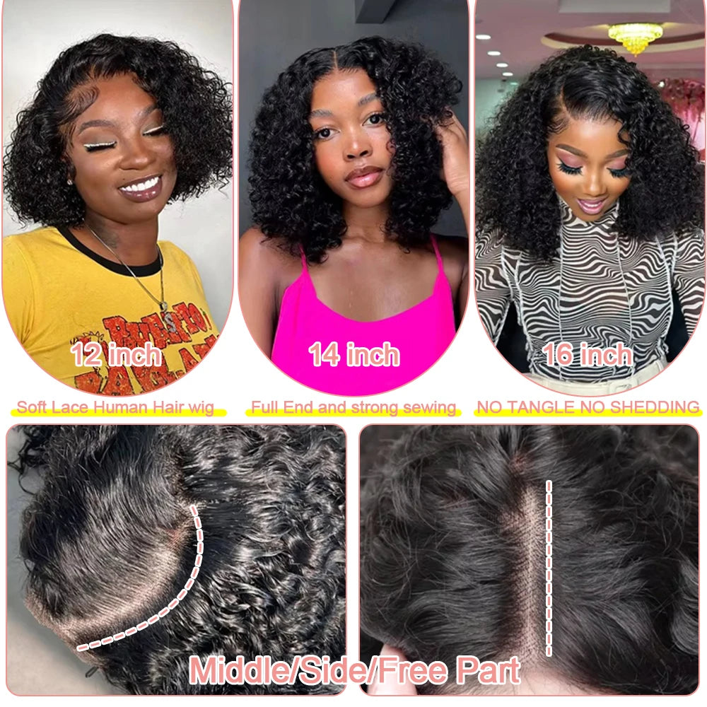 Water Wave Curly Bob Human Hair Wig – HD Lace, Glueless