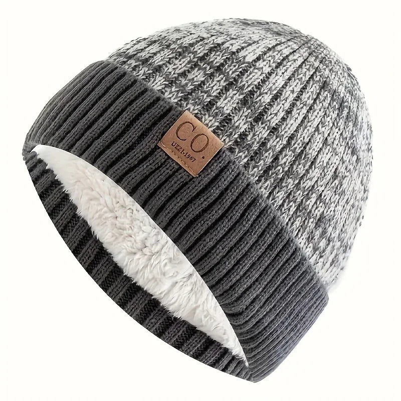 Fleece-Lined Knit Beanie Hat – Unisex Winter Skull Cap