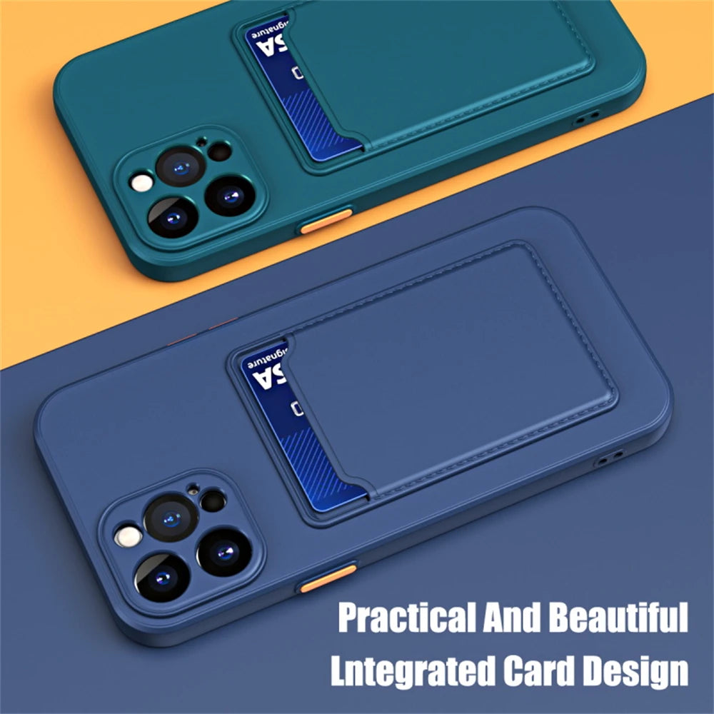 Luxury Soft Silicone Wallet Case Funda Iphone 17 Air 16 15 14 11 13 12 Pro Max Plus Card Holder Slot