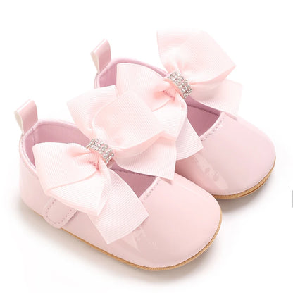 Baby Girl Bow Shoes – Soft Sole Princess Flats