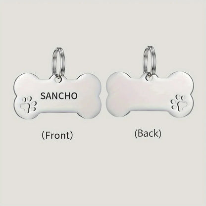 Personalized Engraved Pet ID Tag – Bone Shape for Dogs & Cats