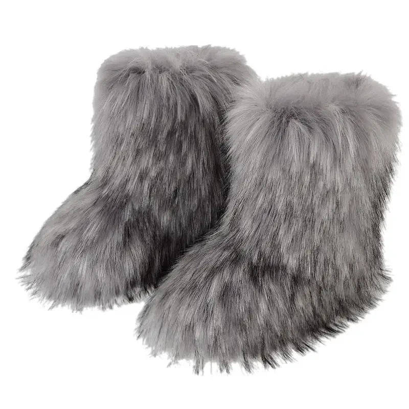 Faux Fur Snow Boots for Women – Fluffy Plush Winter Footwear