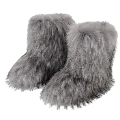 Faux Fur Snow Boots for Women – Fluffy Plush Winter Footwear
