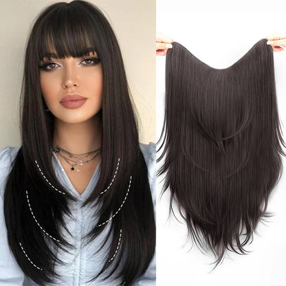 Synthetic Clip-In Hair Extension – Straight Layered, Fluffy