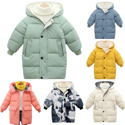 Kids Hooded Puffer Parka Coat – Warm Winter Jacket for Boys & Girls