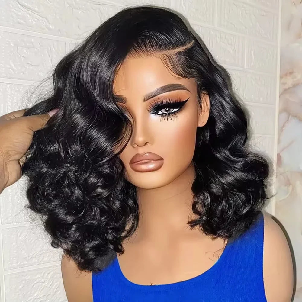 Short Bob Lace Front Wig Human Hair – Loose Body Wave 13x4 HD Lace 200% & 250% Density