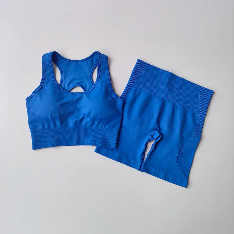 2-Piece Women's Seamless Yoga Set – Sports Bra & Shorts