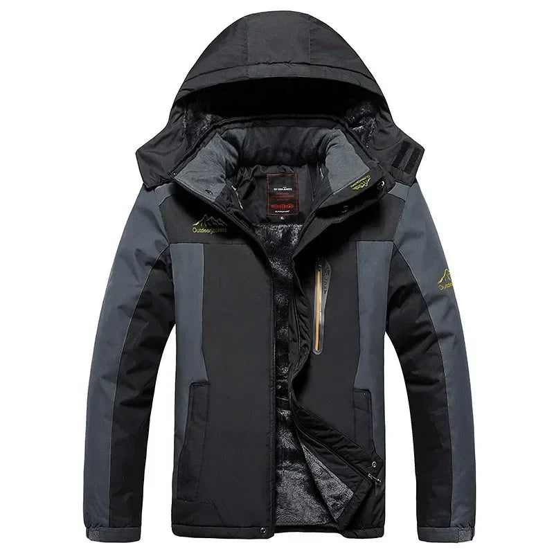 Men's Plus Size Winter Parka – Thick Fleece Hooded Waterproof Coat