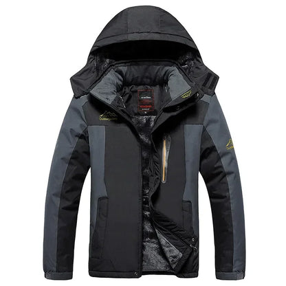 Men's Plus Size Winter Parka – Thick Fleece Hooded Waterproof Coat