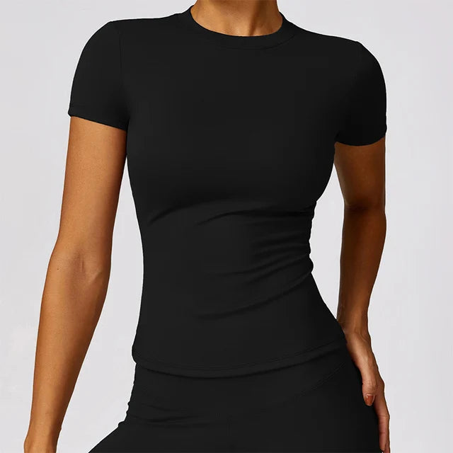 Women's Slim Fit Sports T-Shirt Short Sleeve Yoga Gym Top