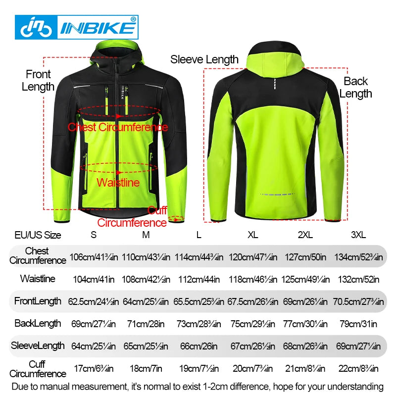Men's Winter Cycling Windbreaker Jacket – Hooded Fleece Windproof Coat
