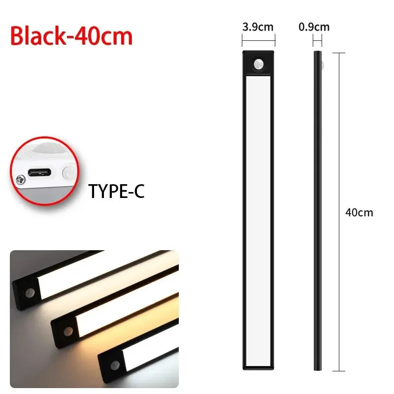 Led Motion Sensor Light Night Wireless Usb Under Cabinet Kitchen Bedroom Wardrobe Indoor Lighting