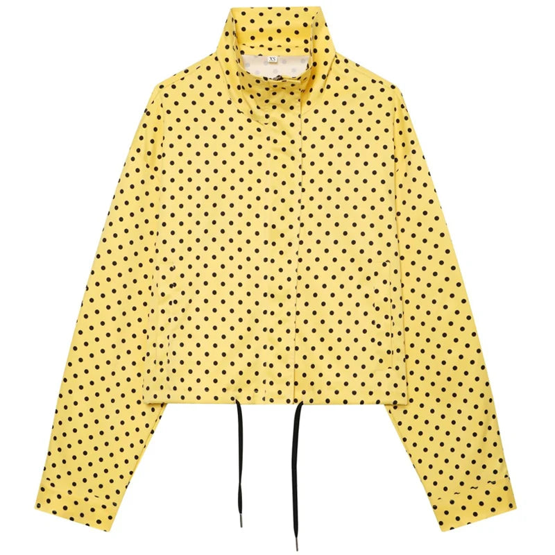 Polka Dot Bomber Jacket & Shorts Set – Women's Oversized Outerwear