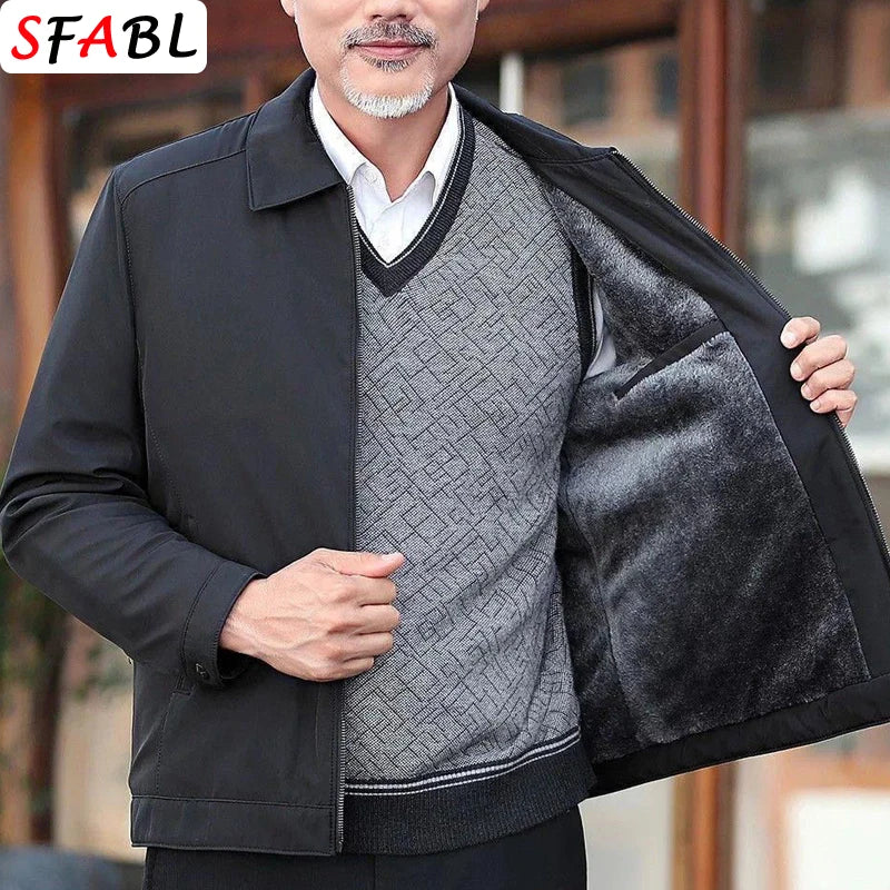 Men's Fleece-Lined Lapel Jacket – Warm Business Casual Coat